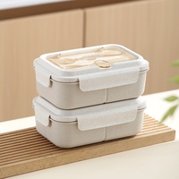 Boîte à lunch simple compartimentée en plastique, compatible micro-ondes, écologique, pour étudiants et employés de bureau, design léger et réduisant la consommation de graisse