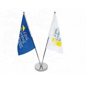 Banderas de Escritorio Personalizadas para Oficina, Impresión Digital en Poliéster, con Base y Poste de Acero Inoxidable, Suministro de Fábrica - Product Image 1