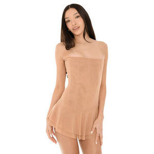 Vestido Corto sin Tirantes, Cintura Natural, Espalda Descubierta, Transpirable, para Fiesta o Casual - Product Image 2