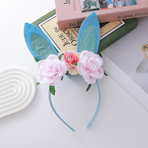 ที่คาดผมเด็ก ลายการ์ตูนน่ารัก หูกระต่าย ดอกไม้ งานแฮนด์เมด พลาสติก สำหรับงานปาร์ตี้เด็ก งานอีสเตอร์ สไตล์การ์ตูน นำเข้าจากเมืองอี้อู - Product Image 6