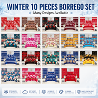 Lot de 10 pièces en polaire Borrego, ensemble de literie d'hiver très chaud et épais, taille King, avec rideaux, drap-housse et taies d'oreiller