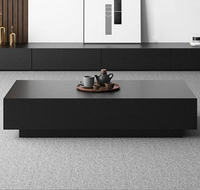 Meubles de salon modernes en bois pour maison support de télévision en marbre de luxe à dessus rond armoire latérale centrale table basse noire