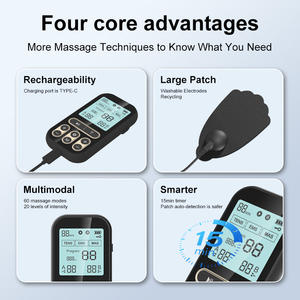 Masajeador TENS Recargable de 60 Modos, Fisioterapia, Estimulador Muscular EMS, Electrodos, Unidad TENS, Dispositivo de Terapia Digital - Product Image 4