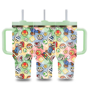 Customized Cartoon Mariobrosed Tumbler Double Wall Metal Vacuum Straw Flask Travel Coffee Mugs Thermal Cup with Gift <b>Box</b> - Product Image 5