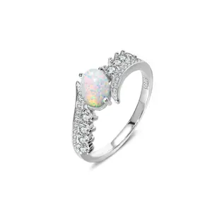 Factory wholesale art deco silver jewelry 925 sterling cubic zircon ring opal gem stone rings jewelry women 925 sterling silver