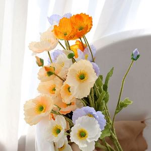Venta al por Mayor de Jarrones Decorativos para el Hogar con Diseño Nuevo y Personalizado, 4 Ramas de Flores de Seda, Flor de Amapola Artificial para Decoración de Bodas - Product Image 2