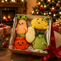 Boîte cadeau amigurumi fruits et légumes faits main au crochet, ensemble de poupées en peluche mignonnes tricotées, jouet en peluche personnage fruit, décoration maison, cadeau