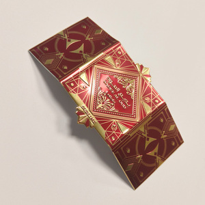 Autocollant en métal doré, étiquettes personnalisées en feuille métallique, rouge et or, style Art Déco, gaufré, pour emballage OEM de parfum 100 ml - Product Image 1