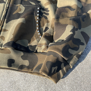 High Quality 400 Gsm Graphic Cropped Designer Cotton Zipper Hoodie Zip Hoodie Manufacturer Boxy Oversized Camo Zip up Hoodie - Product Image 3