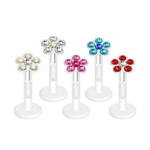 flower bioplastic lip labret piercing rings