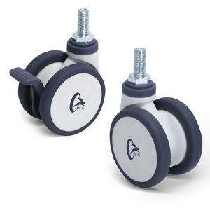 Klappstuhlrollen Schwerlast-Laufrollen M12 Gewindestange Rollen 75mm Gummirad mit Bremsen - Product Image 5