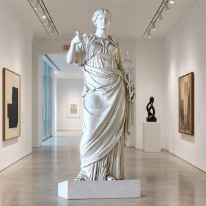 Sculpture personnalisée de la déesse Hygieia en marbre - Divinité classique de la santé sur mesure avec caducée et serpe pour intérieurs de luxe - Product Image 5