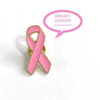 Broche Métallique Ruban Rose du Mois de la Sensibilisation au Cancer du Sein (Octobre) – Épingle de Revers pour Manteau, Col, Poche, Vêtement, Insigne