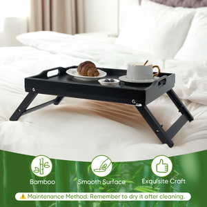 Foldable Waterproof Eco-Friendly Modern Bed Tray with Handles Bamboo Bed <b>Table</b> for <b>Laptop</b> Breakfast & Serving in Bed Sofa - Product Image 4