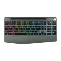 Teclado Ergonómico Inalámbrico de 2.4Ghz con Retroiluminación RGB, Soporte para Teléfono Integrado y Reposamuñecas para Mac, Windows, Laptop y PC