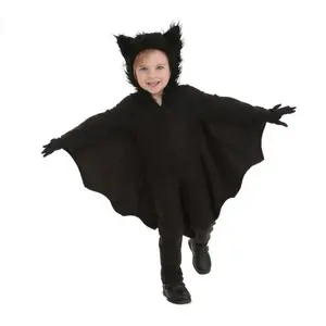 万圣节嘉年华连帽连身衣连身衣女孩黑色儿童蝙蝠服装KCFC-009