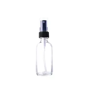 Bouteille avec Spray en verre transparent, brun, bleu clair, à brume Fine, rechargeable, de 15Ml, 30Ml, 50Ml, 100Ml, 2 pièces