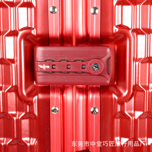 Red 24-Inch Unisex Trolley <b>Suitcase</b> With Spinner Wheels Password <b>Lock</b> For Travel - Product Image 5