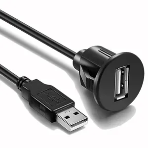 Cabo de extensão USB universal para rádio automotivo, dispositivo de som Android, unidade de cabeça para rádio automotivo, montagem embutida em 1m, DVD, CD, reprodutor de mídia