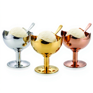 Stainless Steel Ice <b>Cream</b> Bowl Set Flower Design Enamel Dessert Cup for Soup Rice Snacks Home Use - Product Image 1