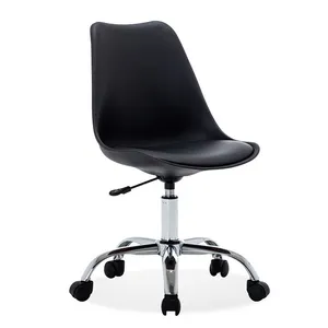 Sillas de design moderno, altura ajustável ergonômico do computador da roda branca de plástico do assento tulipa base de metal cadeira de escritório com almofada