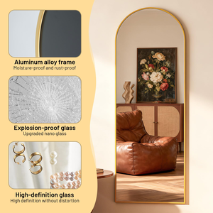Espejo de Pared de Alta Calidad para Decoración del Hogar, Grande, Arqueado, de Cuerpo Entero, con Marco de Metal, Irrompible, para Montar en el Suelo - Product Image 3