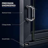 Porte coulissante en aluminium avec grands panneaux de verre, cadre en aluminium durable, étanchéité par temps chaud/froid, glissement fluide, taille personnalisée, directement de l'usine