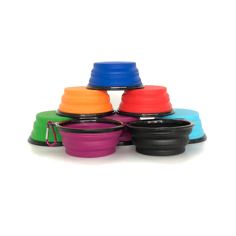 Hot Selling 1000ml Colorful Silicone Pet Water Bow Pet Food Container Feeder Dish Large Collapsible Outdoor Travel Dog Bowl