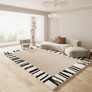 Tapis moderne rayé Jinrui en fibre de polyester, grande taille, antidérapant, lavable à l'eau, motif géométrique, pour salon et chambre - Product Image 1