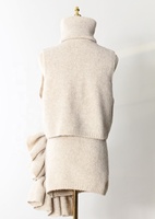 Ensemble trois pièces OUDINA : jupe plissée brodée, cardigan long en maille ample et pull pour femme – Tenue élégante
