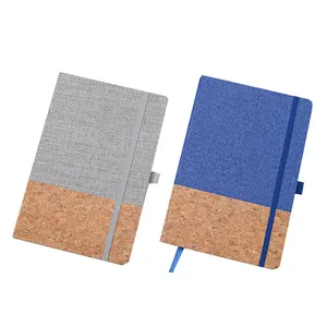 Günstige Bandage Hardcover PU Leder Joint Cork Cover Journal Tagebuch A5 Werbe heft für benutzer definierte Logo