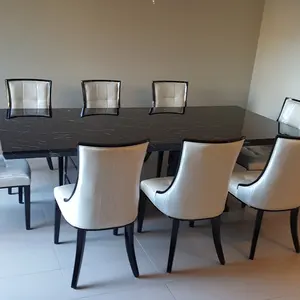 Zwart Marquina Marmer Bureau Voor 8 Stoelen Europese Stijl Indrukwekkend Ontwerp Rechthoek Thuis Restaurant Eetkamer Tafel