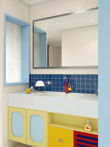 Meuble de salle de bain mural intelligent avec miroir couleur, vasque intégrée en dalle de roche personnalisable - Product Image 4