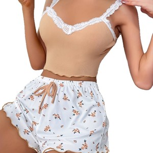 Set Pigiama Sexy in Pizzo Lijia - Due Pezzi Traspiranti con Scollo a V e Chiusura con Cordoncino, Pigiama Estivo da <span class=keywords><strong>Donna</strong></span> - Product Image 5