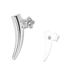 GZN ASTM F136, Joyería de Titanio, Pendiente de Oreja, Anillo de Nariz, Anillo de <span class=keywords><strong>Labio</strong></span>, <span class=keywords><strong>Piercing</strong></span>, con Diseño de Estrella Curva Cónica, con Circonita Cúbica y Rosca Interna - Product Image 2