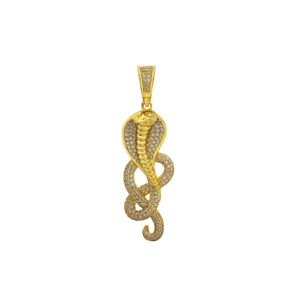 Hip Hop Iced Out 925 Sterling Silver Gold Mini Charms Man Necklace With Snake Pendant For Men Silver