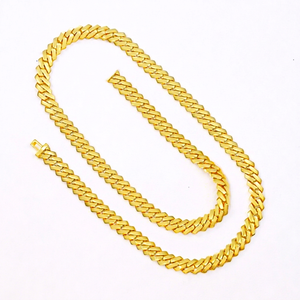 Miami Cuban Link <b>Necklace</b> & Bracelet Set 18K Real Yellow Gold Plating Sterling Silver 925 for Wedding Engagement or Gift - Product Image 1
