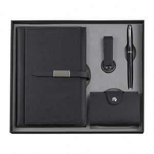 4 in 1 Business Gift Set Custom <b>Notebook</b> Gift Set <b>A5</b> PU Leather Journal <b>Notebook</b> Luxury Office <b>Notebook</b> with Pen USB Card Holder - Product Image 1