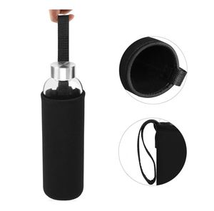 Bouteille en verre borosilicate personnalisable en gros de 550 ml et 1000 ml avec couvercles portables en bambou, bouteille d'eau en verre transparent avec étui - Product Image 6