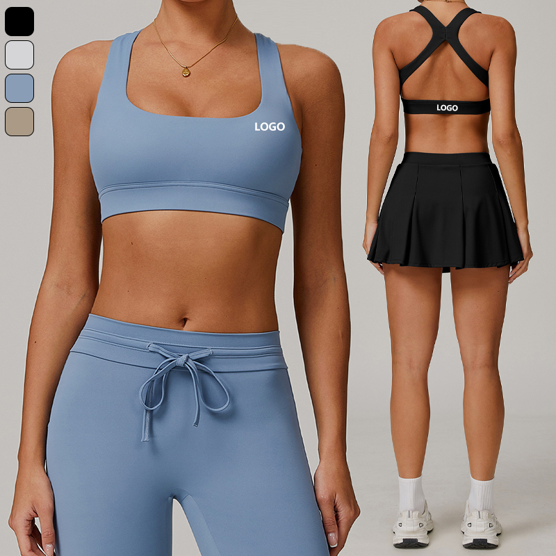 XW-DWX3012 Round Neck Fitness Sportswear Backless Cross Sportswear Padded Yoga Cross Back Women Clothing Custom Gym Sports Bras