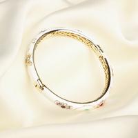 SHINNYGIFTS Or Charnière Bracelet Cloisonné Bracelet Cuivre Émail Bijoux Floral Fleur Bracelets pour Femmes À La Mode Boîte-Cadeau
