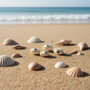 Perline di Conchiglia Ilan 16-18 mm con Design a Occhio e Bordo Dorato per Artigianato Fai-da-Te - Product Image 2