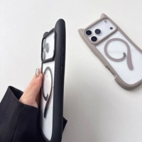 Étui magnétique de luxe Kawaii avec oreilles de chat pour iPhone 11-17, compatible charge sans fil, anti-chute, transparent TPU+PC, design queue de chat, support magnétique