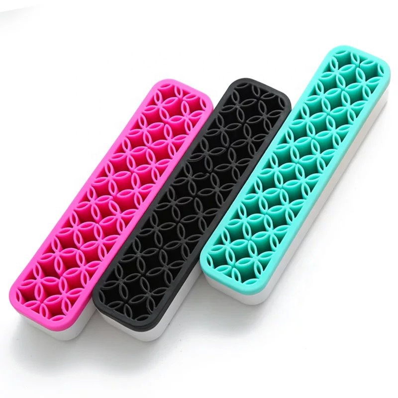 Пластиковая коробка Miyaup для стоячих кистей для макияжа, розовая/черная/синяя подставка, импортная силиконовая подставка для кистей для макияжа