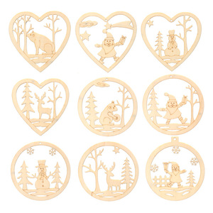 Wooden Christmas Ornaments Circle <b>Star</b> Shape Engraved <b>Hanging</b> Decorations For Tree Home Festival Decor DIY Craft Gifts - Product Image 5