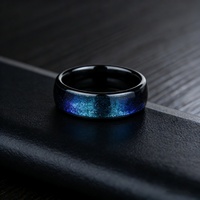 Bague en acier inoxydable avec sable liquide ciel étoilé - Style hip-hop et minimaliste, cadeau pour la Saint-Valentin et le Ramadan
