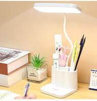Lampe de lecture flexible à col de cygne rechargeable, température tricolore, multifonctionnelle, support pour stylo, lampe de bureau alimentée par batterie pour l'étude