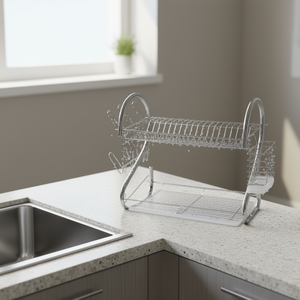 Scolapiatti a 2 livelli a forma di S da 16 pollici, cromato, per riporre in cucina - Product Image 2