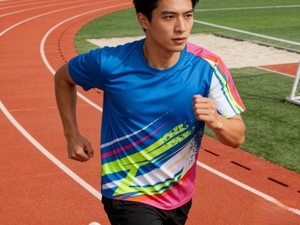 T-shirt de course à manches courtes unisexe personnalisé avec logo, séchage rapide, évacuation de l'humidité, pour activités sportives en plein air, marathon, événements, hommes - Product Image 5