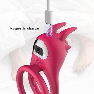 Venta caliente 9 modos <span class=keywords><strong>de</strong></span> vibración silicona impermeable <span class=keywords><strong>Cabeza</strong></span> <span class=keywords><strong>de</strong></span> <span class=keywords><strong>Vaca</strong></span> vibrador clítoris masajeador Anillo para el pene - Product Image 3